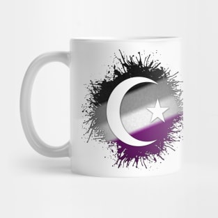 Paint Splatter Asexual Pride Flag Star and Crescent Symbol Mug